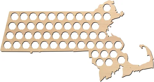 Miniatura 13 de Mapa con tapas de cerveza, 50 estados, Madera