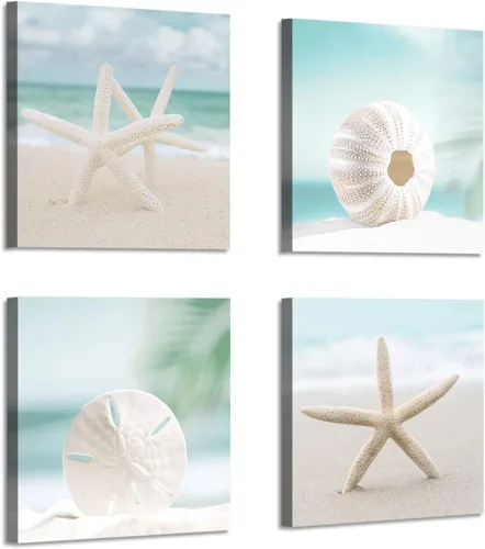 ARTISTIC PATH Lienzo decorativo para pared, diseño de conchas marinas, diseño de playa, para decoración de pared y comedor (12 pulgadas de ancho x
