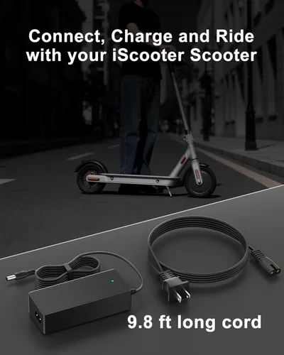 Miniatura 2 de VHBW Cargador eléctrico de scooter de 42 V, 2 A, compatible con iScooter i9, i9, i8, i8L, E9D, E9, Pro, E9T, i9, i9Pro, i9Plus, 1S, también