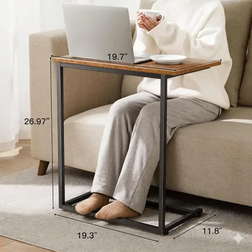 Miniatura 3 de Pipishell - Mesa auxiliar en forma de C de 27 pulgadas de alto, mesa lateral para sofá deslizable debajo, mesa de sofá en forma de C para sala