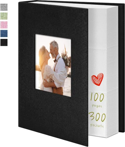 Miniatura 9 de Álbum de fotos Yopih 4x6 100 bolsillos con cubierta de lino, álbumes de fotos para familia, boda, bebé, libro de fotos con capacidad para imágenes