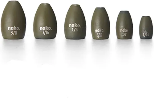 Miniatura 3 de Pesas de Volteo de Tungsteno Puro al 97% - Paquete de 10 - Pesas de Tungsteno Nako - Plomos de Pesca para Pesca de Lubina