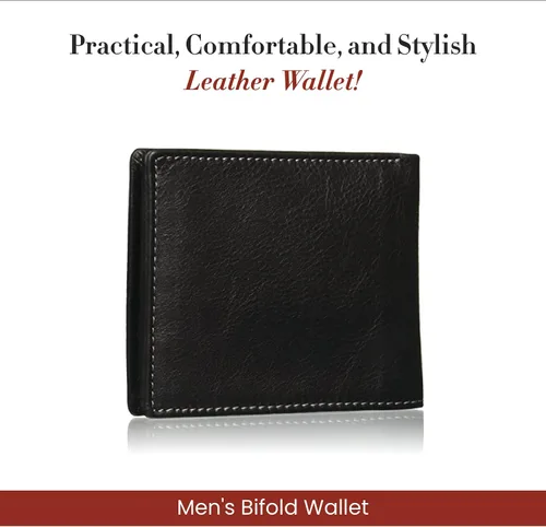 Miniatura 2 de Style n Craft Billetera plegable para hombre con solapa lateral en piel de grano completo, color negro, dimensiones (cerrada) 4-12"W X 3-12"H X 38" D