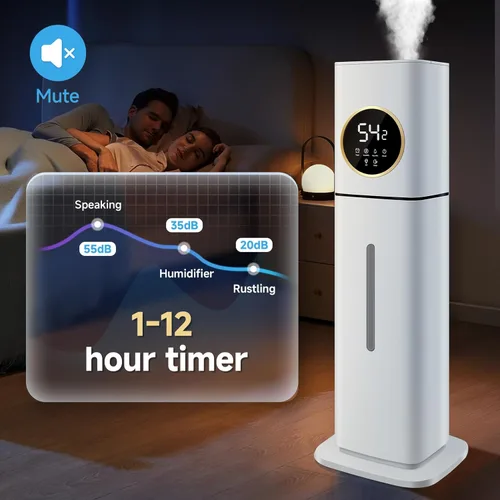 Miniatura 8 de Humidificador para habitaciones grandes, 8L/2.11 galones humidificadores de llenado superior de torre de niebla fría y cálida, humidificadores
