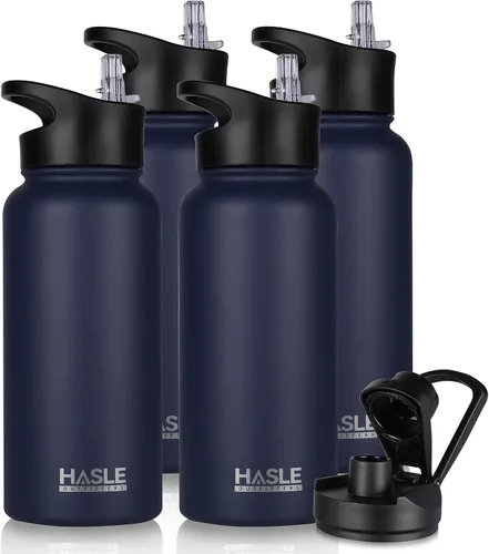 Miniatura 12 de HASLE OUTFITTERS Botella de agua aislada de 22 onzas, botella de agua de acero inoxidable de doble pared, boca ancha con tapa de popote y tapa