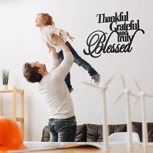 Miniatura 9 de Vivegate Decoración de pared con texto en inglés «Thankful Grateful Blessed» – Home Thankful Iron Wall Decor Blessed Letreros de pared