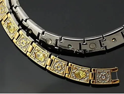 Miniatura 3 de Collar de titanio grueso de cristal amarillo Collar magnético Collar de cadena con imán (21 pulgadas)