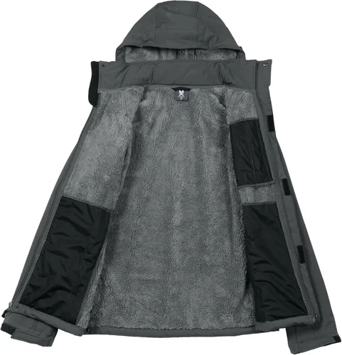 Miniatura 3 de Little Donkey Andy - Chaqueta de invierno para hombre, forro de sherpa cálido, softshell, cortavientos, para montaña, esquí, nieve, con capucha