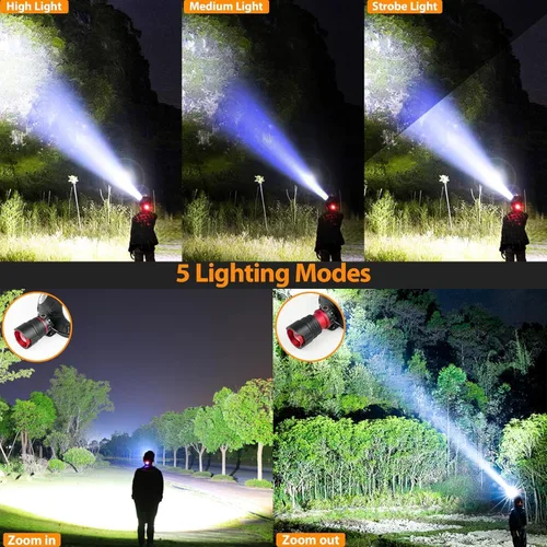 Miniatura 3 de UVER Linterna frontal LED recargable de 125° gran angular recargable, súper brillante 90000LM lámpara de cabeza con 8 modos de luz, linterna