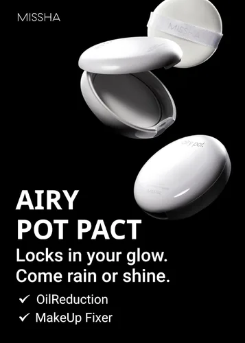 Miniatura 2 de MISSHA Polvo translúcido prensado Airy Pot Pact 0.18 oz I Make Up Finishing Setting Powder para un acabado mate natural