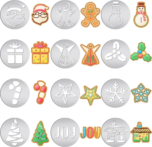 Miniatura 8 de Nuenen Juego de 12 piezas de prensa de galletas de Navidad, discos de prensa de galletas, plantillas de acero inoxidable, molde metálico