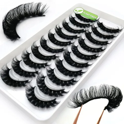 Miniatura 21 de 10 pares de pestañas rusas 3D voluminosas, con curvatura DD, pestañas postizas de visón sintético, pestañas de 19/32 de pulgada que parecen S09
