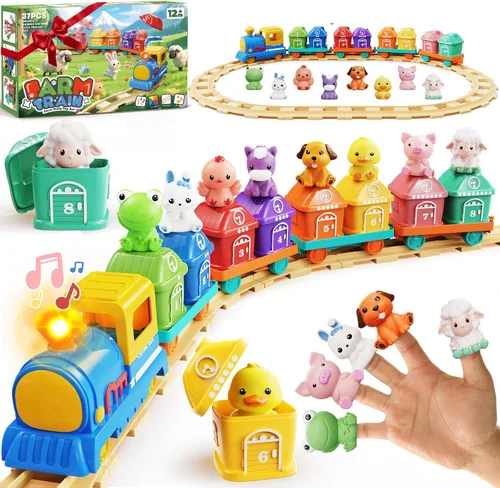 Juguetes para niños y niñas de 1-2-3, juego de tren para niños pequeños de 2 a 4 años con música y luz, juguetes para niños de 1, 2 y 3 años,