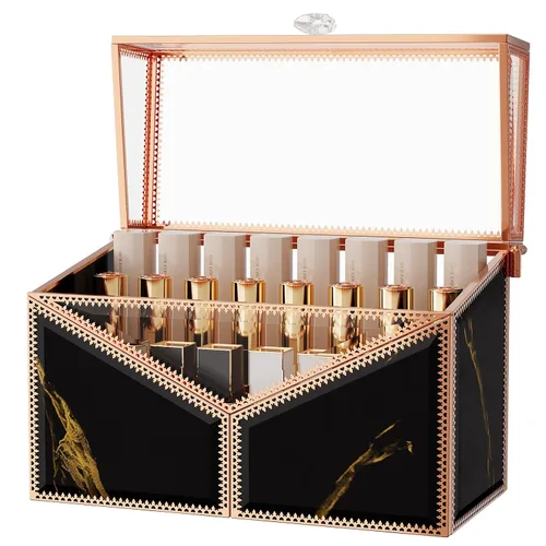Miniatura 7 de Youdepot - Organizador de lápiz labial, 24 espacios, brillo de labios de vidrio templado y organizador de perfumes, soporte para lápiz labial