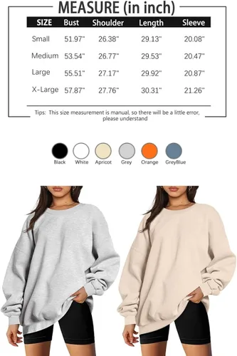 Miniatura 5 de EFAN Sudaderas de gran tamaño para mujer, con forro polar, cuello redondo, suéteres casuales y cómodos, ropa de moda de otoño 2023