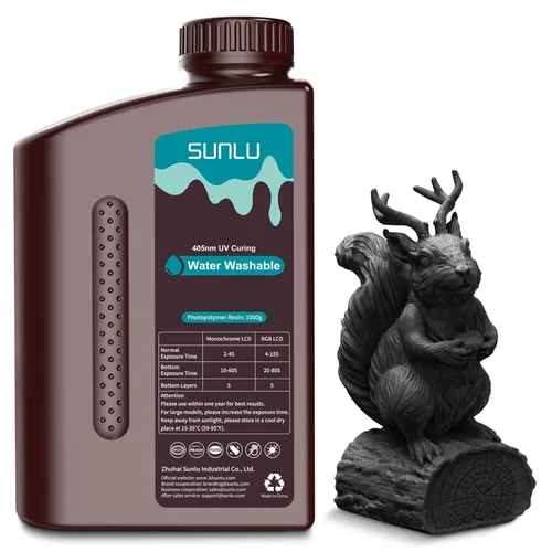 Miniatura 25 de SUNLU - Resina lavable al agua de 1000 g, resina de impresora 3D de curado rápido para impresoras 3D de resina LCD DLP SLA, resina de fotopolímero