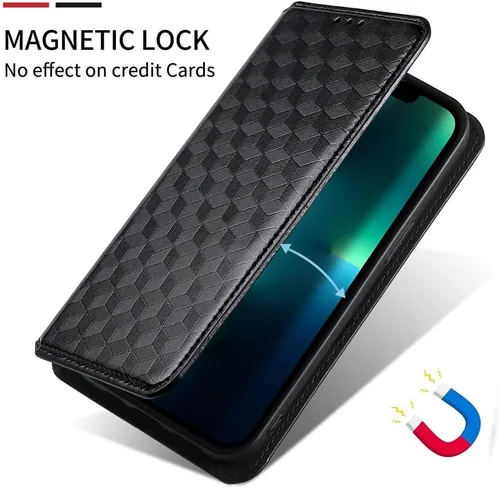 Miniatura 3 de Funda compatible con OnePlus Ace 3V, compatible con 1+ Ace 3V 5G de piel sintética, tarjeteros con cierre magnético, color negro