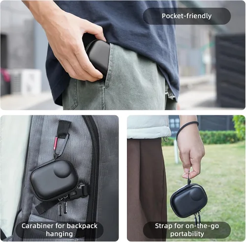 Miniatura 5 de Estuche de transporte pequeño + 2 protectores de pantalla para Insta360 GO Ultra, bolsa de almacenamiento de viaje portátil dura de poliuretano