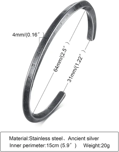 Miniatura 7 de VNOX Regalos de joyería vikinga nórdico para hombre y mujer, brazalete nórdico vikingo nórdico 24 runas del alfabeto, pulsera de mobius torcido