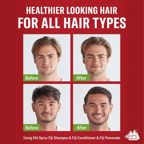 Miniatura 3 de Old Spice Fiji - Champú y acondicionador 2 en 1 (21.9 onzas líquidas, paquete de 2) + pomada (2.22 onzas, paquete de 2) paquete, sujeción flexible