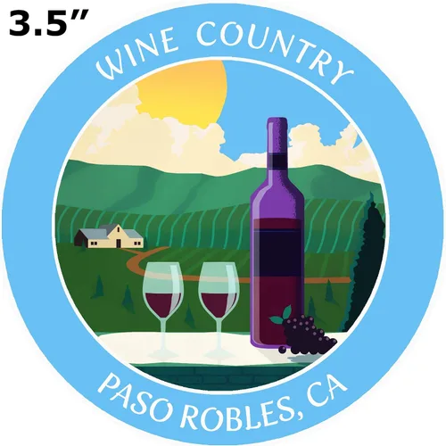 Miniatura 2 de Vinyard - Wine Country - Paso Robles, California 3.5 pulgadas DIY Adhesivo de vinilo adhesivo de aventura vacaciones tema novedad apliques Columbia