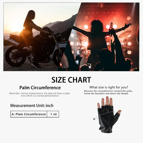 Miniatura 5 de Long Keeper Guantes sin dedos para mujer, guantes de piel sintética de medio dedo, guantes sin forro para motocicleta, ciclismo, conducción, sin
