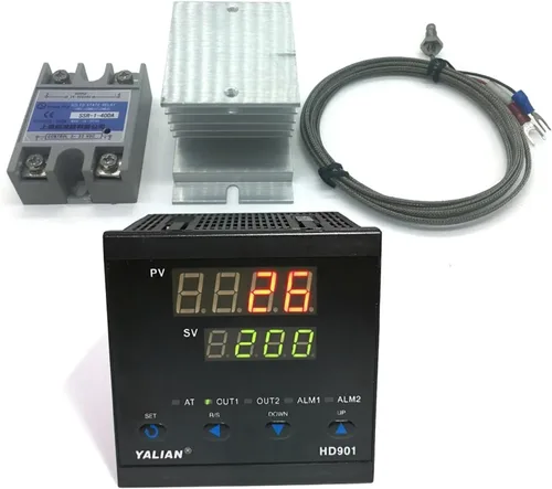 Miniatura 4 de 100V-240V pid Digital Temperature Controller Max Temperature Range 1372 Degrees Celsius+Radiator+2M K Thermocouple+Max 40A SSR(HD701)