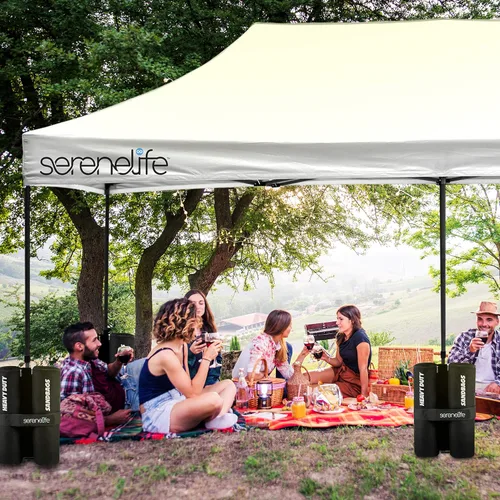 Miniatura 7 de SereneLife - Tienda de campaña desplegable de 10 x 20 pulgadas, toldo plegable, con parte superior de tienda impermeable, bolsa de transporte Blanco