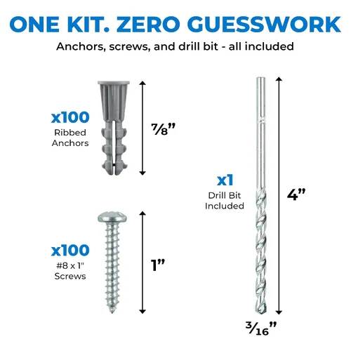 Miniatura 6 de Qualihome Kit de Anclajes de Plástico Acanalado para Paneles de Yeso - Anclajes de Pared y Tornillos para Paneles de Yeso Incluye Anclajes