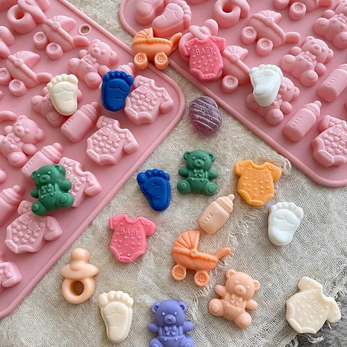 Miniatura 5 de Molde de chocolate para baby shower, molde de silicona para chupete de bebé, paquete de 2 moldes para pies de bebé, moldes para cunas de biberón