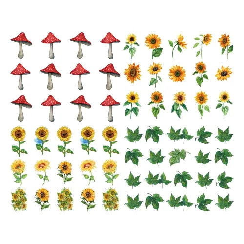 Miniatura 4 de Pegatina temporal de tatuaje de helecho verde, impermeable, hojas de plantas, girasoles, adultos, hombres y mujeres, vintage, 5.9 x 4.3 in, juego