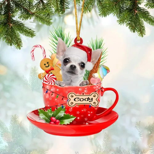 Miniatura 88 de NAZENTI Adorno personalizado de Alaskan Malamute en taza roja, adorno de Navidad personalizado para perros amantes de las mascotas, colgante