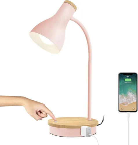 Miniatura 10 de Lámpara de escritorio de metal con carga inalámbrica, lámpara de mesa táctil, luces de lectura, lámparas de arco de escritorio para dormitorio