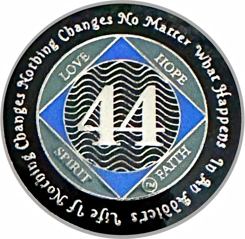 Miniatura 31 de (Años 1-55) NA Medallón de 7 años, plata, chapado en color azul, narcóticos cubiertos de epoxi Moneda anónima (NA 7 años medallón)