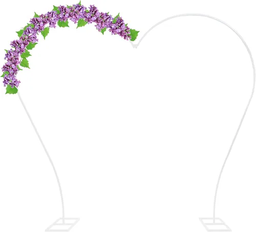 Miniatura 8 de Soporte de arco de globos de 7.7 pies de metal para arco de boda, soporte de telón de fondo, arco de corazón, decoración de fondo floral para Blanco