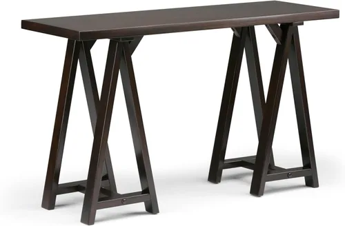 Miniatura 16 de Simpli Home - Sawhorse - Mesa de centro, color castaño oscuro., Pino, Distressed Grey