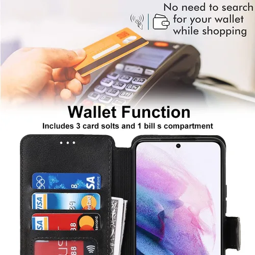 Miniatura 2 de QLTYPRI Para Samsung Galaxy A14 Case Premium PU Leather Simple Wallet Case [Ranuras para tarjetas] [Soporte manos libres] [Cierre magnético] Funda