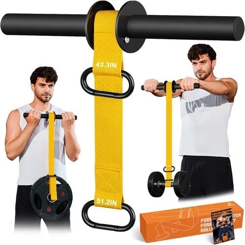 Miniatura 7 de Fortalecedor de antebrazo y rodillo de muñeca, correas de nailon ultra fuertes de 43.3 pulgadas o 51.2 pulgadas, ejercitador de antebrazo
