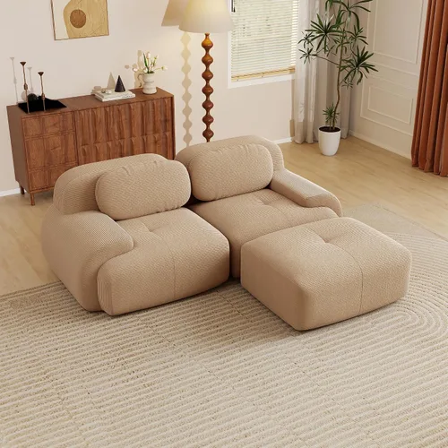 Miniatura 96 de Sofás modulares modulares sin hueso de 82 pulgadas para sala de estar, juego de sofá comprimido de 2 plazas, no requiere montaje, tela de pana, Verde