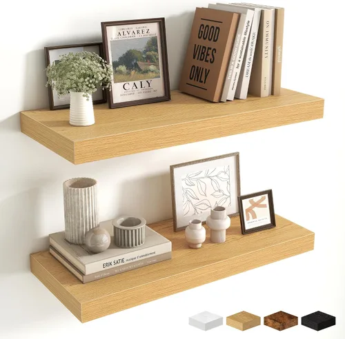 Miniatura 26 de Estantes flotantes de 48 pulgadas para pared, estante de chimenea de 10 pulgadas de profundidad, estantes flotantes de madera para pared, estantes