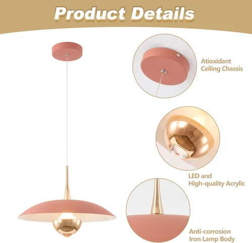 Miniatura 3 de Moderna lámpara colgante LED mini luz de techo interior con sombra rosa mesita de noche oro colgante luz para cocina dormitorio pasillo