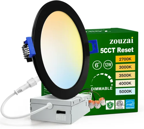 Miniatura 14 de zouzai Paquete de 1 lámpara de techo empotrable LED ultrafina de 4 pulgadas 5CCT con caja de conexiones, 2700K/3000K/3500K/4000K/5000K