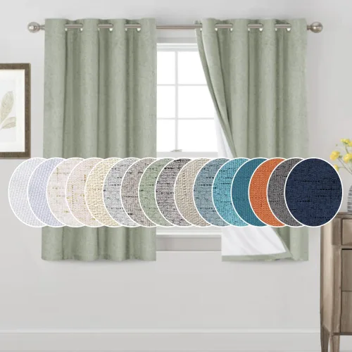 Primitive - Cortinas opacas 100 % de lino texturizado natural para dormitorio, sala de estar, cortinas para ahorra energía, tela de arpillera con