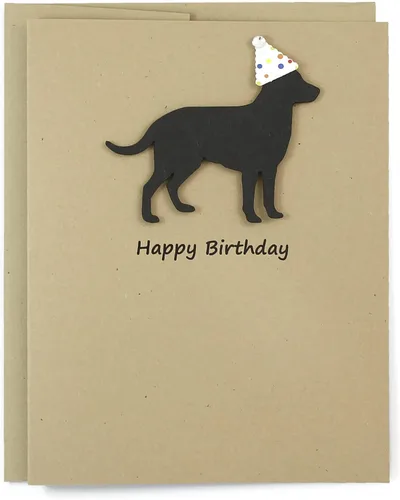 Miniatura 20 de Tarjeta de cumpleaños de pastor australiano negro Tarjeta de felicitación para mascotas con tema de perro australiano negro Sombrero de fiesta