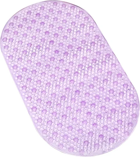 uxcell Tapete de ducha para bañera, 27.2 x 15.4 pulgadas, tapete de ducha ovalado de PVC con orificios de drenaje, ventosas para baño, tapetes de