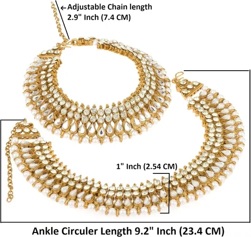 Miniatura 4 de Efulgenz Indian Bollywood Wedding Anklets for Women Crystal Rhinestone Faux Kundan Wedding Bridal Payal Foot Jewelry Anklet For Women