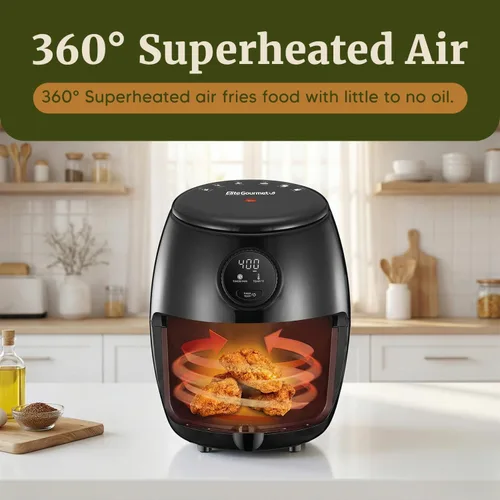 Miniatura 3 de Elite Gourmet EAF2612D Freidora de aire caliente personal de 2.1 cuartos de galón, compacta para ahorrar espacio, programable, cocina saludable sin