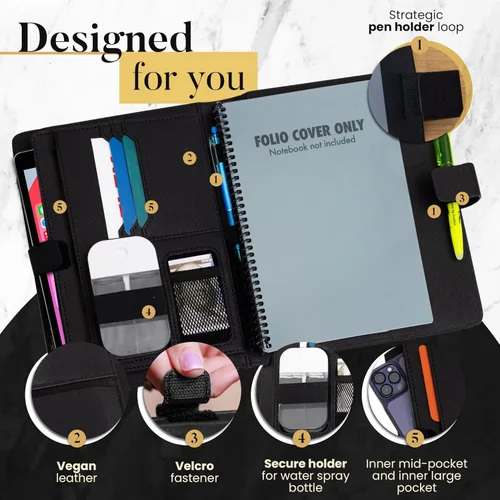 Miniatura 3 de Cubierta de folio premium compatible con Rocketbook Everlast, Wave, Fusion, Panda, cuaderno inteligente reutilizable - Tamaño ejecutivo A5 Old
