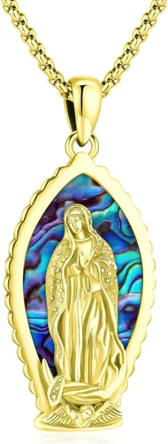 Miniatura 104 de Eusense San Miguel San Cristóbal San Benito San Judas Virgen María Collar chapado en oro 925 joyería religiosa para hombres y mujeres, collar