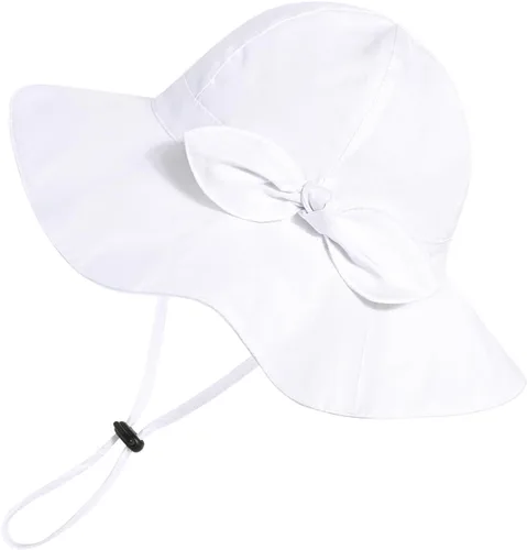 Miniatura 111 de Sombrero de sol para bebé niña con UPF 50+ sombrero de playa ajustable para exteriores con ala ancha